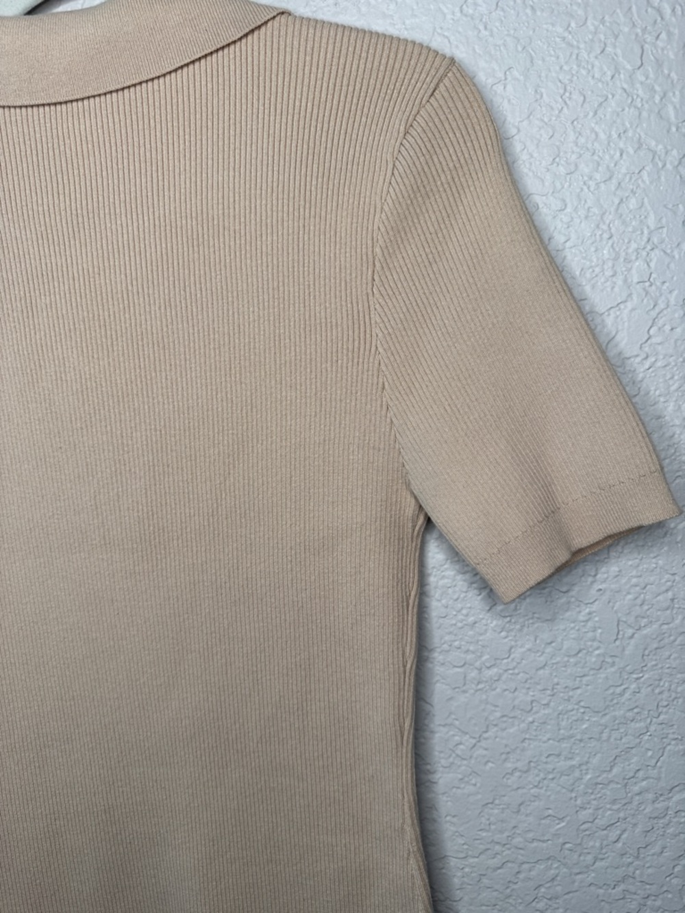 Revolve Line and Dot Brittany Ribbed Mini Dress Tan Large Bodycon Polo V Neck - Picture 6 of 7
